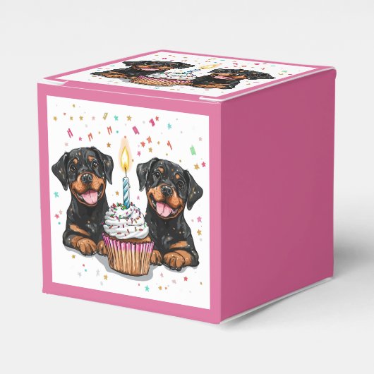 Verjaardag Rottweiler Honden Bedankdoosjes (Voorkant Zijde)
