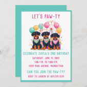 Verjaardag Rottweiler Honden op een Carnaval Kaart (Voorkant / Achterkant)