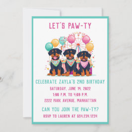 Verjaardag Rottweiler Honden op een Carnaval Kaart