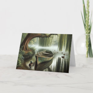 Verjaardag Rowboot Onder een Huilende Wilg Kaart