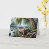 Verjaardag Rowboot Onder een Huilende Wilg Kaart (Gele Bloem)