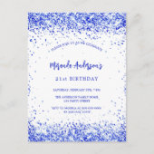 Verjaardag royal blauw wit elegant uitnodiging briefkaart (Voorkant)