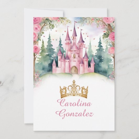 Verjaardag Royal Five-ness Pink Castle Forest Kaart (Achterkant)