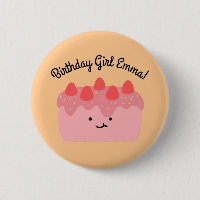 Verjaardag | Roze aardbeienkooke Button