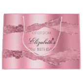Verjaardag roze agaat naam elegant groot cadeauzakje (Voorkant)