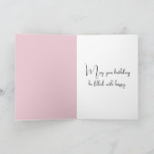 Verjaardag Roze Baby's Breath Bouquet Kaart (Binnen)