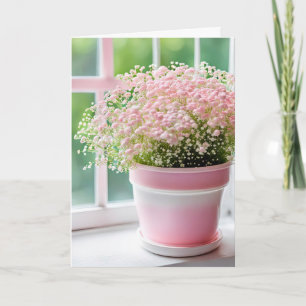 Verjaardag Roze Baby's Breath Bouquet Kaart