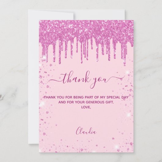 Verjaardag roze ballonnen dank u kaart (Achterkant)