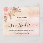 Verjaardag roze bloemen budget save the date flyer (Voorkant)