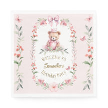 Verjaardag Roze Bloemen Fantasieën & Teddy Bear Kn