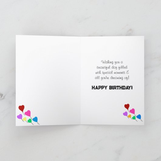 Verjaardag roze cupcake ballonnen kaart (Binnen)