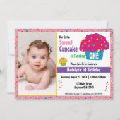 Verjaardag Roze Cupcake met Sprinkels Kaart (Voorkant)