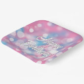 Verjaardag Roze en Aqua Bokeh Party Lights Papieren Bordje (Gebogen)
