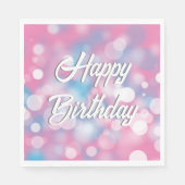 Verjaardag Roze en Aqua Bokeh Party Lights Servet (Voorkant)