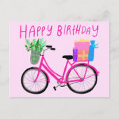 VERJAARDAG Roze Fiets Custom  Briefkaart (Voorkant)