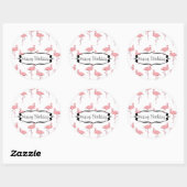 Verjaardag Roze Flamingo Patroon Ronde Sticker (Vel)