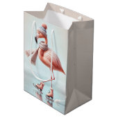 Verjaardag Roze Flamingo schaatser Medium Cadeauzakje (Voorkant Gekanteld)