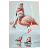 Verjaardag Roze Flamingo schaatser Medium Cadeauzakje (Voorkant)