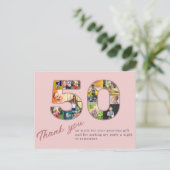 Verjaardag Roze Foto Collage Dank Je Wel 50 Briefkaart (Staand voorkant)