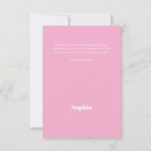 Verjaardag roze foto meisje bedankkaart (Achterkant)