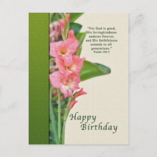 Verjaardag, Roze Gladiolus Briefkaart
