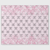 Verjaardag roze glitters naam cadeaupapier (Vlak)