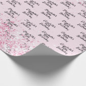 Verjaardag roze glitters naam cadeaupapier (Hoek)
