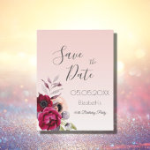 Verjaardag roze goud blozende bloem Save the Date Briefkaart