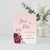 Verjaardag roze goud blozende bloem Save the Date Briefkaart (Staand voorkant)