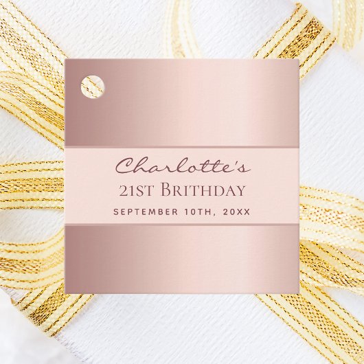 Verjaardag roze goud elegante bedankje bedankjes labels