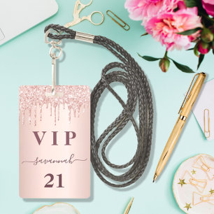 Verjaardag roze goud glitters glinstering roze gla badge