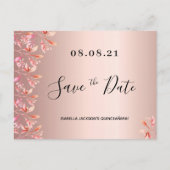 Verjaardag roze goud roze bloemen save the date briefkaart (Voorkant)