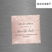 Verjaardag roze goud save the date magneet