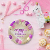 Verjaardag roze gouden ballonnen papieren bordje (Feest)