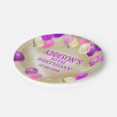 Verjaardag roze gouden ballonnen papieren bordje (Gekanteld)