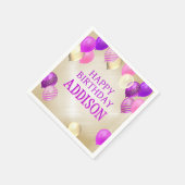 Verjaardag roze gouden ballonnen servet (Hoek)