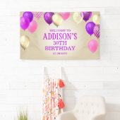 Verjaardag roze gouden ballonnen spandoek (Insitu)