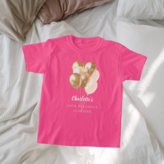 Verjaardag roze gouden ballonnen t-shirt