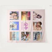 Verjaardag roze gouden blush foto collage wandkleed (Voorkant (horizontaal))
