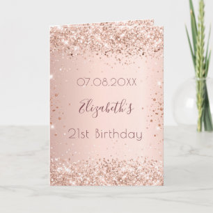 Verjaardag roze gouden blush glitter aangepaste fo kaart