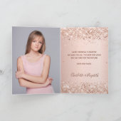 Verjaardag roze gouden blush glitter aangepaste fo kaart (Binnen)
