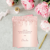 Verjaardag roze gouden blush glitters bedankt budg flyer