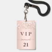 Verjaardag roze gouden blush roze naam vip badge (Voorzijde met lanyard)