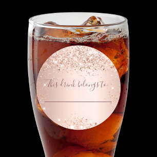 Verjaardag roze gouden glitter deze drank is van ronde sticker