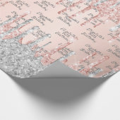 Verjaardag roze gouden glitter druppels roze zilve cadeaupapier (Hoek)