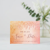 Verjaardag roze gouden glitter save the date briefkaart (Staand voorkant)