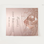 Verjaardag roze gouden glitterballonnen monogram wandkleed (Voorkant (horizontaal))