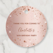 Verjaardag roze gouden glitterspul bedankt bedankjes labels (Achterkant)