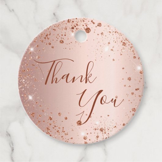 Verjaardag roze gouden glitterspul bedankt bedankjes labels (Voorkant)