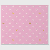 Verjaardag Roze Gouden Harten Cadeaupapier (Vlak)